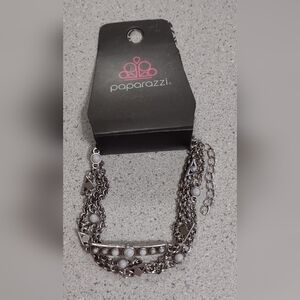 Paparazzi Silver and White Bracelet